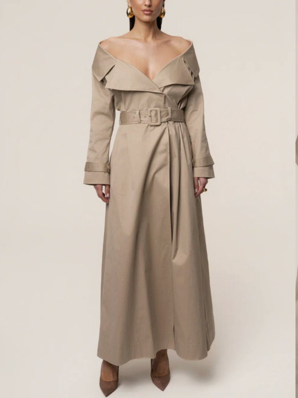 NWT. JLUX LABEL Stone Soft Authority Trench Coat